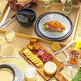 bzyoo 12 Piece Melamine Dinnerware Set - Durable, Dishwasher Safe Black Plates and Bowls - Dining, Parties, Camping Dish Set Black Planet Collection