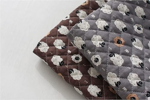 Pre Quilted Diamond Cotton Fabric by The Yard Single Face 44" Wide, Making for Padded Jacket, Interlinings Fabric (Baby Sheep Gray)