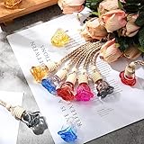 BBTO 50 Pcs Hanging Car Air Freshener Car Diffuser Bottles Empty Glass Perfume Bottle Freshener Diffuser Bottle Pendant for Essential Oil Fragrance Aromatherapy Bottle Ornament (Colorful,Rose)