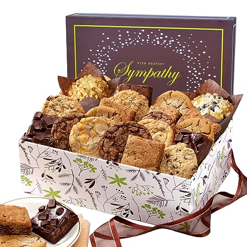 Broadway Basketeers Condolence Sympathy Gift Baskets, Fresh Baked Assorted Brownies & Cookies Gift Box, Individually Wrapped Desserts Care Package for Condolences, Memorial, Remembrance