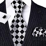 Barry.Wang Classic Ties for Men Geometric Plaid Necktie Set