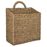 MyGift 12.5 Inch Rustic Woven Wall Hanging Storage Basket, Large Decorative Baskets, Magazine and Mail Organizer Basket