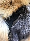 LVCOMEFF Women Natural Red Fox Silver Fox Fur Coat Furry Luxurious (Medium)