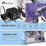 MYPOUOS 2 IN 1 750W LED Digital Soldering Station Hot Air Gun Rework Station Electric Soldering Iron For Phone PCB IC SMD BGA Welding SET 110V (8588D SET1)