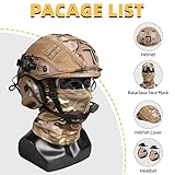 Tactical Helmet with Headset,Adjustable Helmet with Helmet Cover and Fcae Mask for Cosplay Military Tactical Airsoft Gear (Set-A)