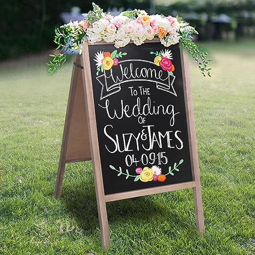 RHF Chalkboard, Chalkboar Sign, A Framed Sidewalk Sign,Sandwich Chalkboards,Rustic Menu Display for Restaurant, Double Sided, Wedding Chalkboard Easel, 22" by 40" Blackboards, Vintaged