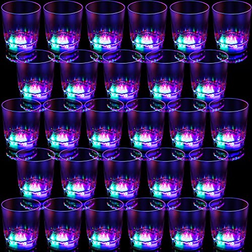 96 Pieces Light up Shot Glasses Party Favors for Adults, LED Flash Light up Drinking Cups Plastic Blinking Barware, Glow in the Dark Party Supplies for Night Club Bar Graduation Birthday Wedding Disco