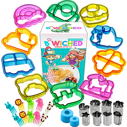 Sandwich Cutters for Kids - Great for Toddler Lunch Box and Containers - Bento Box Accessories Crustless Sandwich - For Boys and Girls Kids Lunch - Includes Food Picks Vegetable and Fruit Cutter