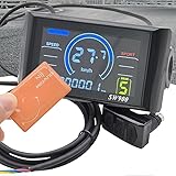 SW900 Colour Screen Ebike LCD Display with NFC 24V/36V/48V/52V/60V 5 Pin Interface E-Bike LCD Meter Panel Display Speedometer Odometer Bicycle Computer Accessories for 22.2mm/0.9in Handlebars