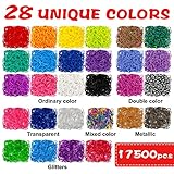 INSCRAFT 17500+ Rubber Loom Bands with 3 Layer Container, 28 Colors, 600 S-Clips, 352 Beads, 40 Cartoon Pendant, Bracelet Making Refill Kit for Kids