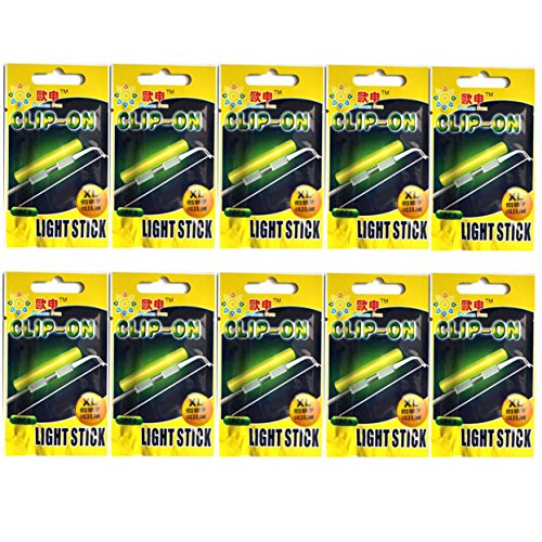 QualyQualy Clip-On Fishing Glow Sticks for Pole, Fishing Rod Tip Light Fishing Pole Light Sticks Bulk Kit 100 Pcs 20 Pcs