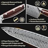 XINZUO Damascus 15-pc Kitchen Knife Set with Acacia Wood Knife Block, 67 Layers Damascus Steel Sharp Professional Cooking Knife Set -Multifunctional Kitchen Shears and Honing Steel -Rosewood Handle