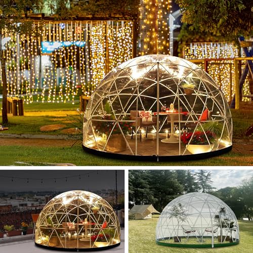 12*7.2FT Garden Dome Igloo, Outdoor PVC Bubble Tent Dome for 4-8 Person, Greenhouse Garden Igloo with Window, Waterproof Clear Dome Tent Suitable for Camping, Party, Wedding