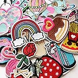 MISDONR 30pcs Girls Iron on Patches for Clothing Jackets DIY Sew Embroidered Applique Decorative Repair Patches