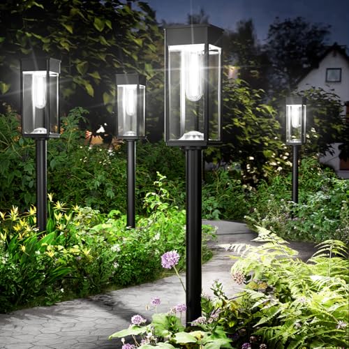 ALFIOT Super Bright Solar Pathway Lights Outdoor,8 Pack Solar Lights Outdoor,IP65 Waterproof Solar Garden Lights Solar Powered Landscape Lighting for Yard Patio Walkway Driveway Pathway (Cool White)