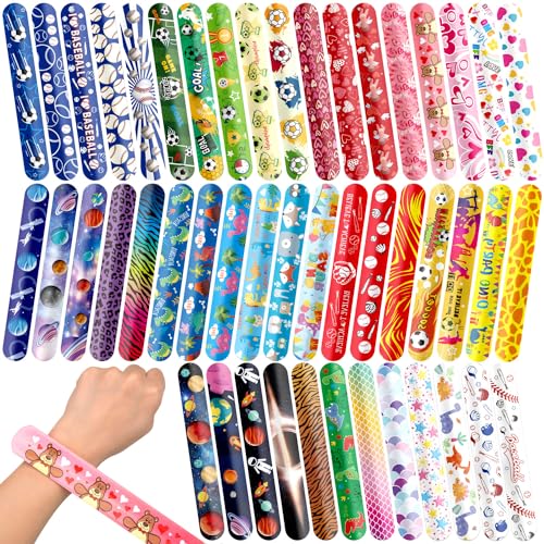 JoyRapt 144PCS Slap Bracelets for Kids 8-12 Party Favors, Christmas Gifts for Kids Slap Bracelets Bulk Classroom Prizes, Snap Bracelets for Birthday Gifts School Rewards