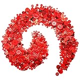 Qovydx 1600Pcs Red Buttons for Crafts Assorted Sizes Buttons Red in Bulk Red Craft Buttons Assortment Christmas Buttons