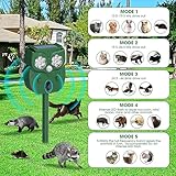 Animal Repellent, Raccoon Repellent Ultrasonic, Waterproof Motion Detection LED Flash Light, Solar Animal Repellent Ultrasonic Outdoor for Dogs Fox Rabbit Squirrels Coyote Cat Deterrent