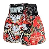 Tuff Sport Boxing Muay Thai Dragon Skull Kick Martial Arts Training Gym Trunks Shorts, Red Dragon, Large