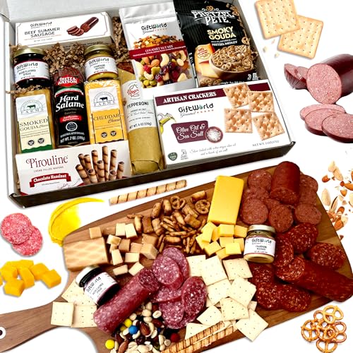 Deluxe Meat and Cheese Gift Basket – Gourmet Charcuterie Assortment & Snack Bundle