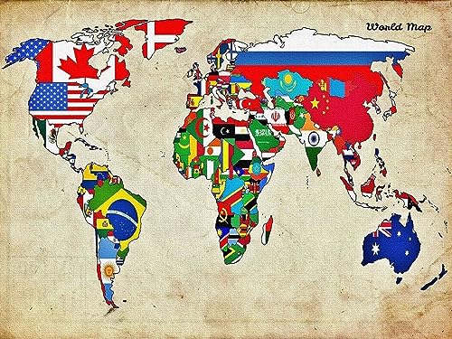 IPISSOI 5D Full Drill Diamond Painting World Map Kits for Adults Paint by Numbers DIY Gem Art Craft for Gift Wall Decor, 12x16inch