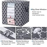 WISELIFE Storage Bags [6 Pack/100L] Large Blanket Clothes Organization and Storage Containers for Comforters,Bedding, Foldable Organizer with Reinforced Handle, Clear Window, Sturdy Zippers,Gray