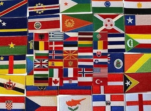 20 Pcs/Lot Random Mix National Flag Embroidered Patches Iron-On 2.5#034X1.5#034