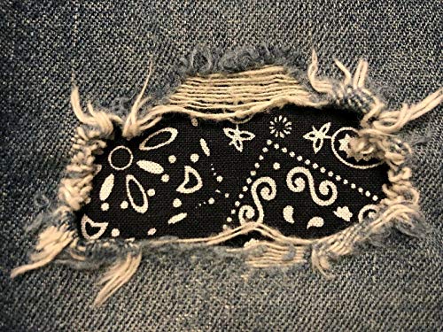 Bandana Fabric Peek-A-Boo Iron ON Patches by HoleyPatches Navy Blue Set of 2-3" x 5"