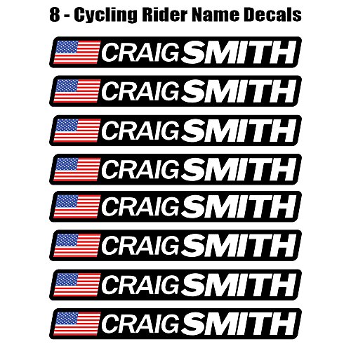 8 piece Custom Bicycle Frame Name USA Decal Sticker Set - road bike cycling mountain bike - Benjamin Style