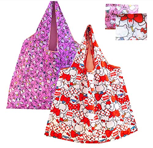 Kerr's Choice Lightweight Portable Grocery Bag Large Capacity Shopping Bag Durable Reusable Tote Bag Travel Accessories -- Kitty