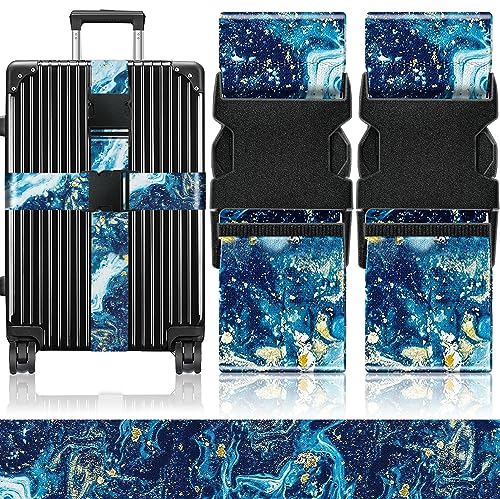 Slohif Luggage Straps for Suitcases Travel Belt Accessories Luggage Connector Identifiers Over Handle with Buckle Unique Nylon Adjustable Strap for Sleeping Bag Car Seat Sea Wave (2 Pack)