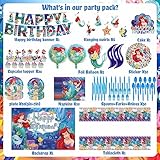 Little Mermaid Birthday Party Supplies Include Banner Balloons arch Plates for Little Mermaid Birthday Party Decorations