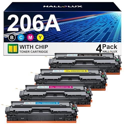 HALLOLUX 206A 206X Toner Cartridges (with Chip) for HP 206A Toner Cartridges 4 Pack Compatible with Laserjet Pro MFP M283fdw M283cdw M255dw M282nw Printer Toner (BCMY, 4P)