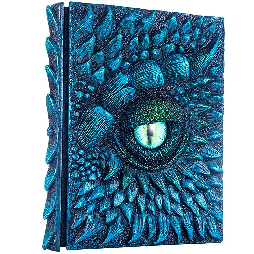 3D Dragon Eye Embossed Journal,Resin Engraving Notebook,Dnd notebook for Dragon Lovers ，Blank Paper,Hardcover Travel Notepad for Writing,Sketchbook,Collection,Gift,Decoration A4 and A5 Size (A4-Blue)