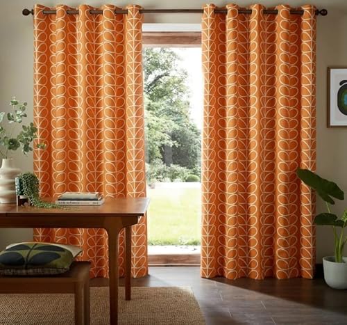 Orla Kiely Linear Stem Burnt Orange Lined Eyelet Curtains (229cm x 229cm (90" x 90"))