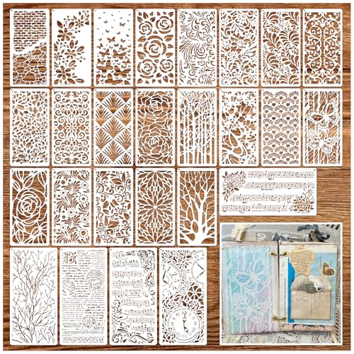 Stencils for Crafts Reusable Texture Branches Background Stencil Vintage Layering Leaf Floral Templates for Painting on Wood Scrapbook Furniture Card Canvas Paper (crafts26)
