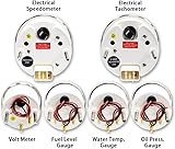 MOTOR METER RACING Classic 6 Gauge Set with GPS Electrical Speedometer Digital Odometer Beige Dial Black Needle Light Bulb Illumination 85mm 3-3/8" & 52mm 2-1/16"