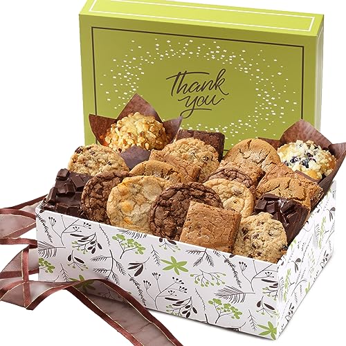 Broadway Basketeers Brownie and Cookie Gift Box, Gift Basket to Say Thank You Gift Baskets Delivery Prime Gourmet Edible Care Package for Teacher, Employee, Nurse, Neighbor, Families, Her, Him