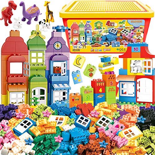 Liberty Imports Big Building Blocks 166 Pieces with Storage Organizer Box, Large Bricks Set Educational Learning Classic Construction Toy Set for Toddlers, Kids - Compatible with Duplo