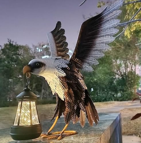 NASKY Garden Patio Outdoor Lawn Animal Eagle with Spread Wings Solar Garden Ornament Art Statue, Garden Decorative Light for Outdoor Patio, Patio, Porch and Yard, Bird Artwork.