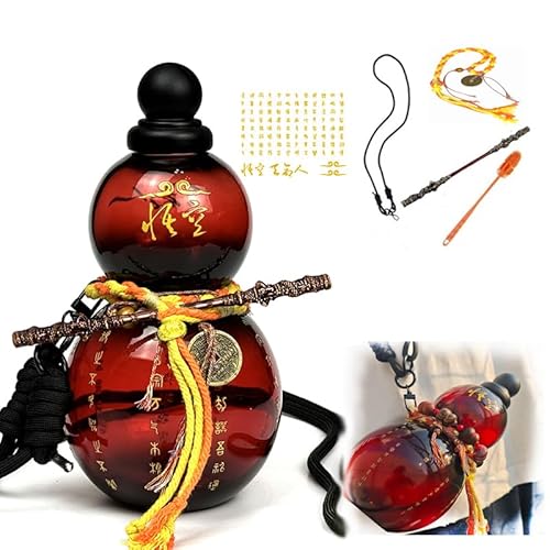 Jinberry 800ml/27oz Tritan Gourd Water Bottle with Shoulder Strap Set BPA-free Leakproof Portable Gourd Drinking Bottle Flask Sport Jug Drinkware for Gym Outdoor Climbing Tour or Camping