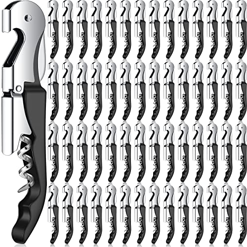 Waiter Corkscrew Wine Openers Heavy Duty Hinges Wine Key Bottle Opener All in One Double Hinged Waiter's Corkscrew with Foil Cutter Wine Tools for Bartenders Servers Sommelier (Black, 100 Pack)