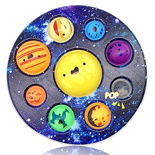 Eight Planet Cave Bubble Push Sensory Fidget Toy, Galaxy Cave Digits Fidget Toys, Autistic Adults Simple Sensory Anxiety Relief Big Cave, Bubble Early Education Tools Toys for Kids