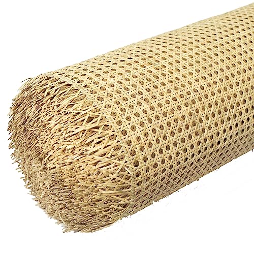 24" Width Rattan Cane Webbing Roll 7 FEET Length Hexagon Weave Pre-Woven Cane Mesh Net Open Weave Wicker Cane Webbing Rattan Sheets for Furniture, Chair, Cabinet, Ceiling