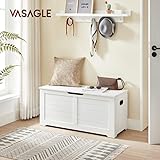 VASAGLE Storage Chest, Storage Trunk with 2 Safety Hinges, Storage Bench, Shoe Bench, Farmhouse Style, 15.7 x 39.4 x 18.1 Inches, for Entryway, Bedroom, Living Room, Cloud White ULSB061T10