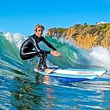 Wavestorm Classic Soft Top Foam 7' Surfboard for Beginners and All Surfing Levels Complete Set Includes Leash and Multiple Fins Heat Laminated, Blue Pinline