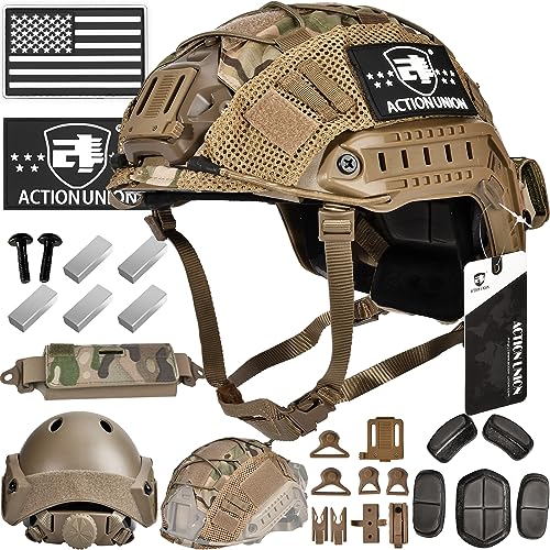 ACTIONUNION Airsoft Helmet Pro Set PJ Type Tactical Paintball Helmet (Tan Set)