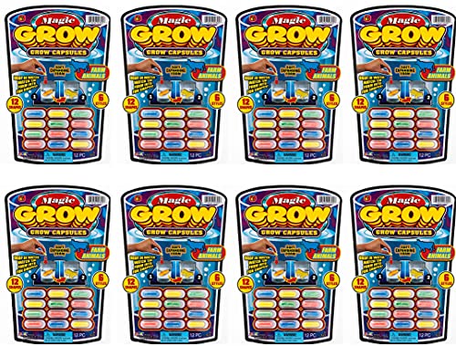 Ja-Ru Magic Grow Capsules, (8 Packs Assorted). Water Growing Animals Capsules. Great Party Favor Kids Toy. Bath Toys for Kids. Fidget Stem Toys. Plus 1 Sticker 305-8s