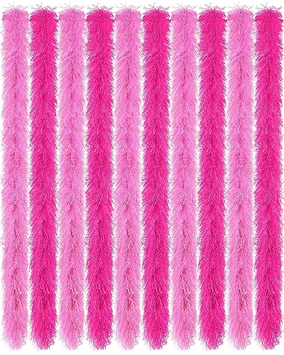 Taiyin 16 Pcs 5ft Feather Boas Artificial Fluffy Boas Bulk Decoration for Wedding Costume Birthday Halloween Xmas(Pink, Rose Red)