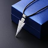 Men's 925 Sterling Silver Steampunk Arrow Arrowhead Cords Hip Hop Pendant Necklace Leather Chain